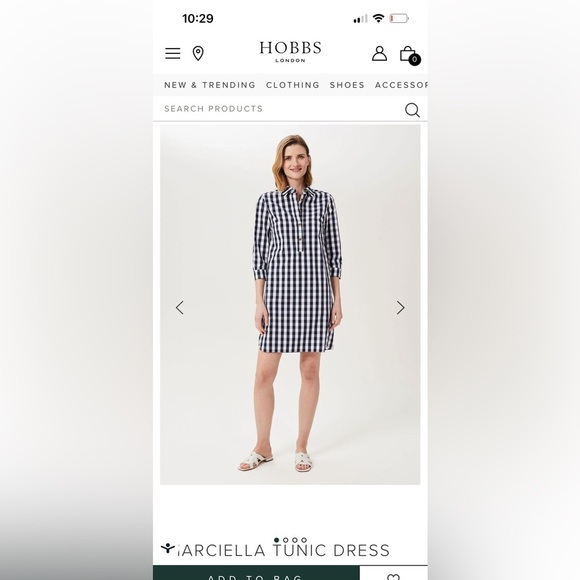 Hobbs London Marciella tunic dress checkered blue - Picture 1 of 8